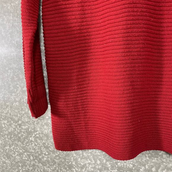 Missguided Asos Red Ribbed V-Neck Oversized Sweater Dress - Size Medium (US 8) - Picture 3 of 6